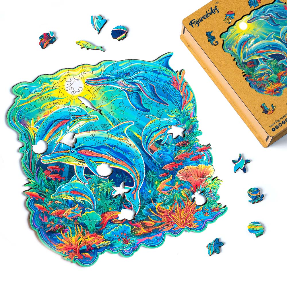 Puzzle in Legno Adulti - Delfini nella barriera corallina