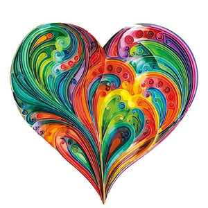 Puzzle 2D in legno - Cuore Colorato