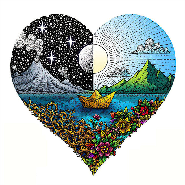 Puzzle 2D in legno - Cuore di Notte e Giorno