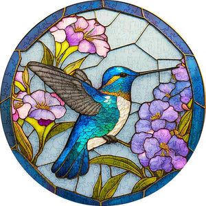 Puzzle 2D in legno - Colibrì Blu