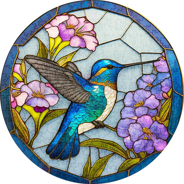 Puzzle 2D in legno - Colibrì Blu