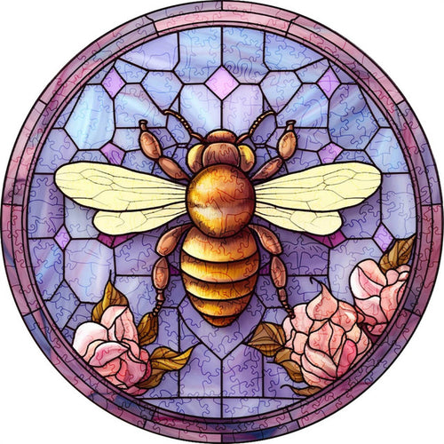 Puzzle 2D in legno - Ape Dorata su Viola