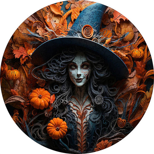 Puzzle 2D in legno - Strega Zucca