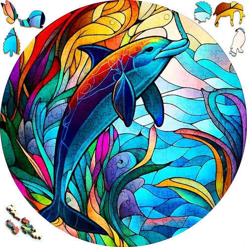 Puzzle 2D in legno - Delfino Blu