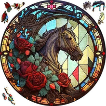 Carica l&#39;immagine nel visualizzatore di Gallery, Puzzle 2D in legno - Cavallo e Rose