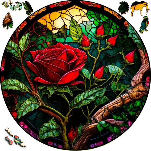Puzzle 2D in legno - Pianta di Rosa
