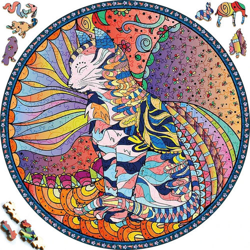 Puzzle 2D in legno - Gatto Astratto