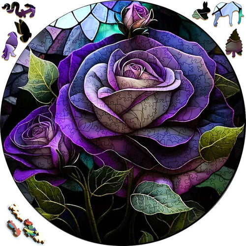 Puzzle 2D in legno - Rose Viola