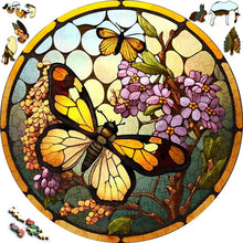 Carica l&#39;immagine nel visualizzatore di Gallery, Puzzle 2D in legno - Farfalle e Pianta Fiorita