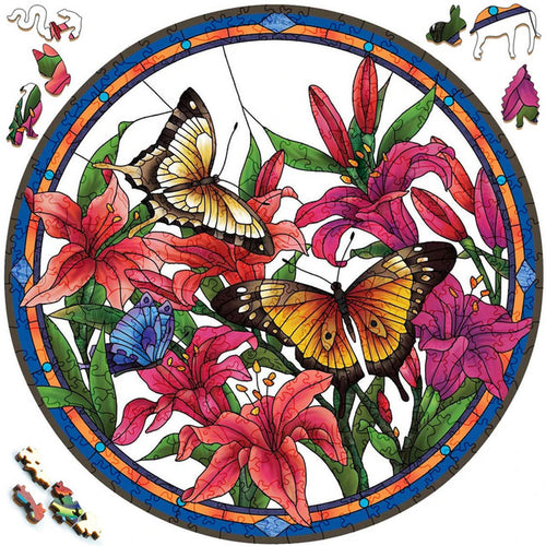 Puzzle 2D in legno - Farfalle e Orchidee