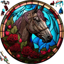 Carica l&#39;immagine nel visualizzatore di Gallery, Puzzle 2D in legno - Cavallo e Roseto