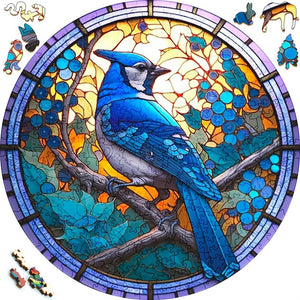 Puzzle 2D in legno - Ghiandaia Blu