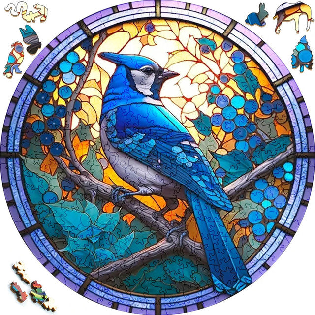 Puzzle 2D in legno - Ghiandaia Blu