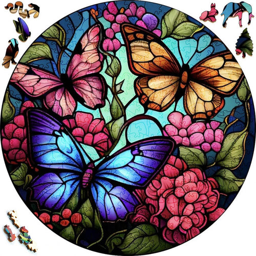 Puzzle 2D in legno - Trio di Farfalle