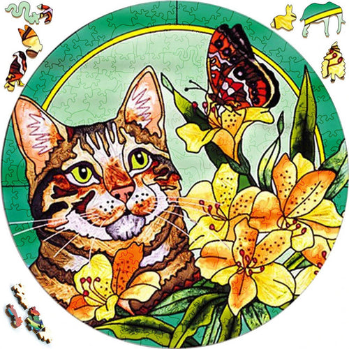 Puzzle 2D in legno - Gatto nella Natura