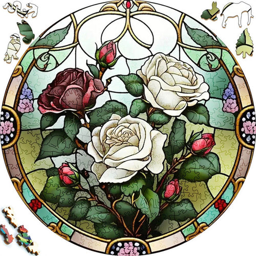 Puzzle 2D in legno - Rose Bianche