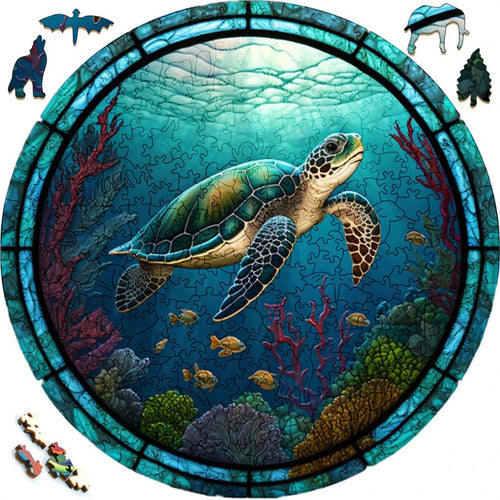 Puzzle 2D in legno - Tartaruga Nuotatrice
