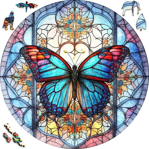 Puzzle 2D in legno - Farfalla Celeste