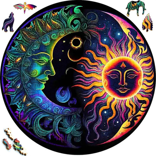 Puzzle 2D in legno - Astro Solare e Lunare