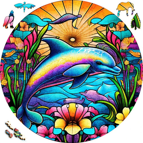 Puzzle 2D in legno - Delfino Arcobaleno
