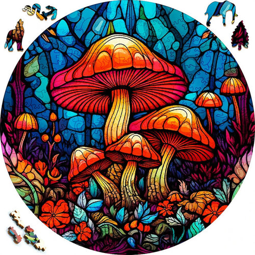 Puzzle 2D in legno - Funghi