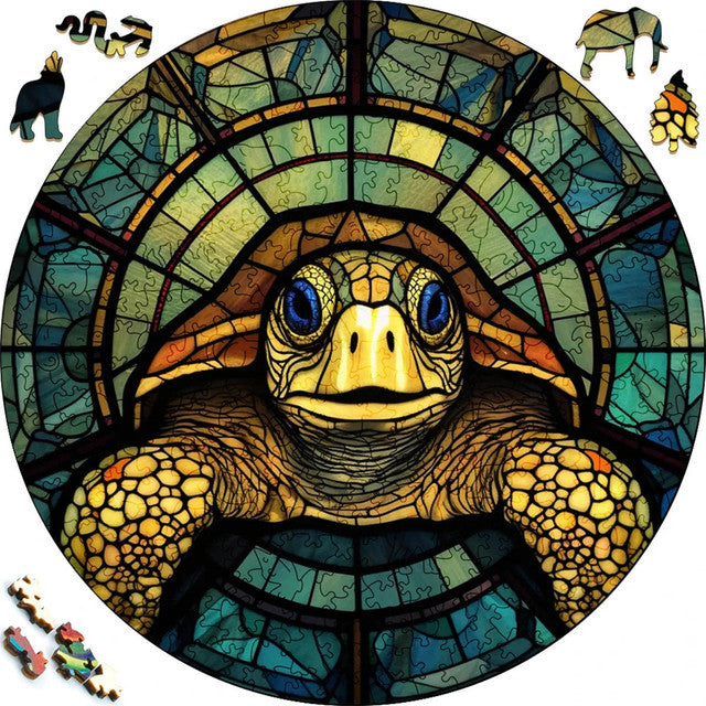 Puzzle 2D in legno - Tartaruga Amichevole