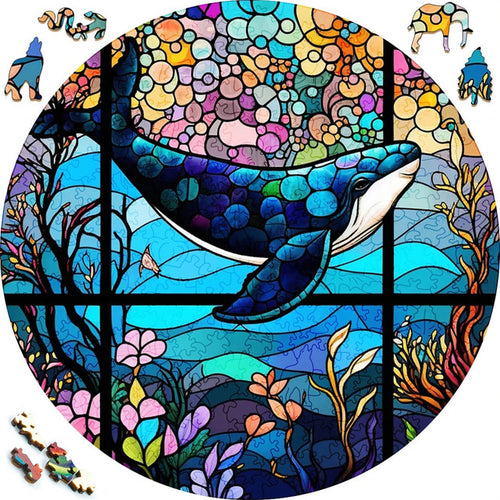Puzzle 2D in legno - Balena in Mare