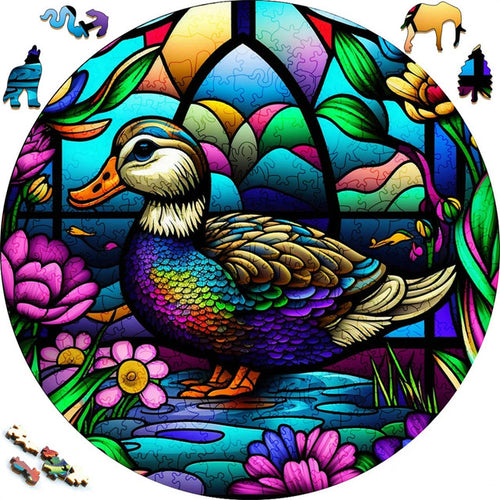 Puzzle 2D in legno - Anatra Colorata