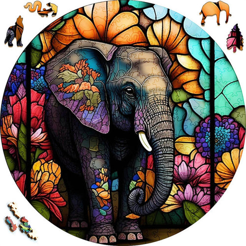 Puzzle 2D in legno - Elefante Arcobaleno