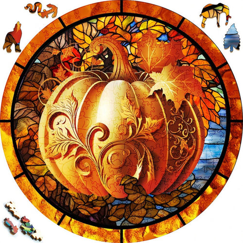 Puzzle 2D in legno - Zucca Dorata