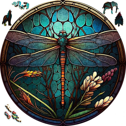Puzzle 2D in legno - Libellula Blu