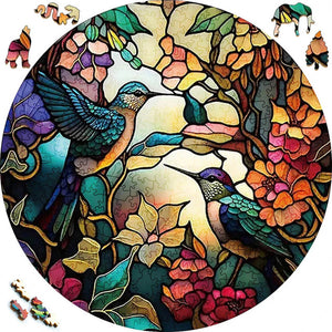 Puzzle 2D in legno - Famiglia di Colibrì