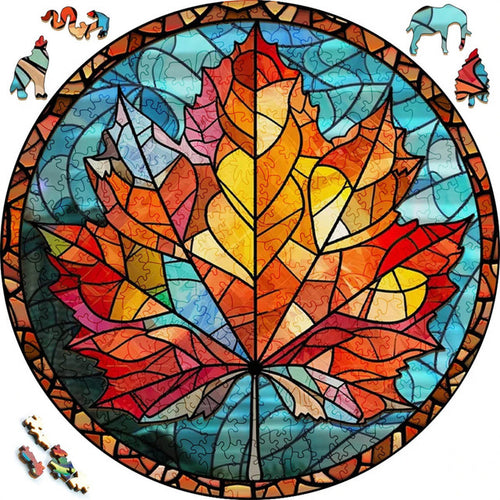 Puzzle 2D in legno - Foglia d'Acero Mosaico