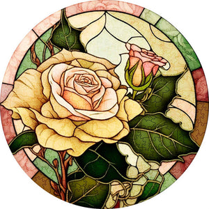 Puzzle 2D in legno - Rosa Giallo Chiaro