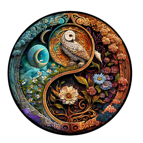 Puzzle 2D in legno - Gufo e Fiori