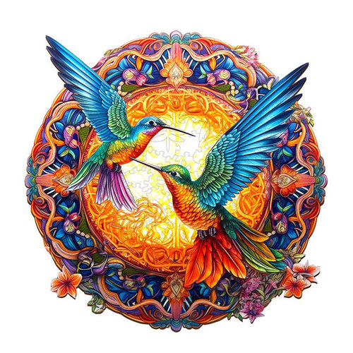 Puzzle 2D in legno - Colibrì Gemelli