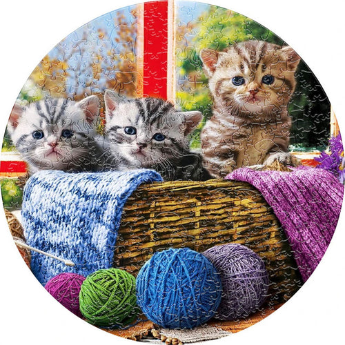 Puzzle 2D in legno - Cesto di Gattini
