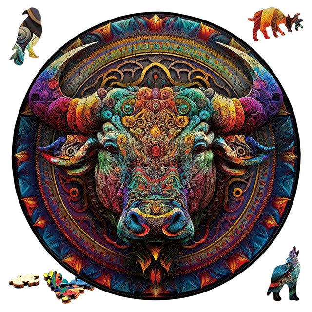 Puzzle 2D in legno - Toro Colorato