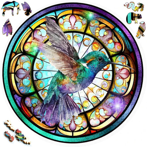 Puzzle 2D in legno - Colibrì pastello