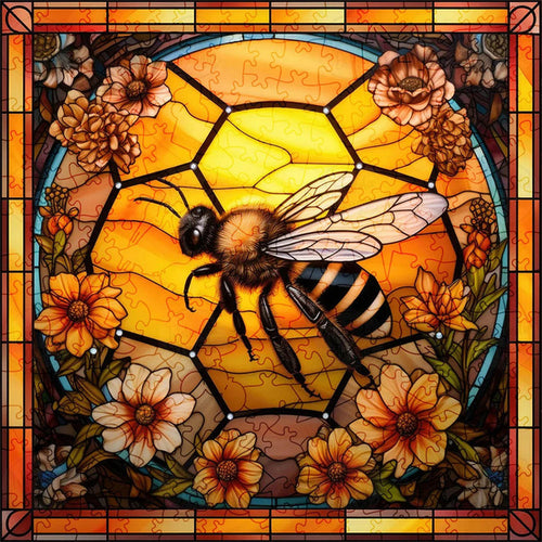 Puzzle 2D in legno - Fiore Ape
