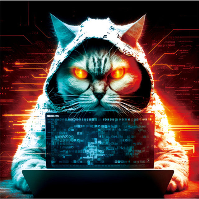 Puzzle 2D in legno - Gatto Hacker