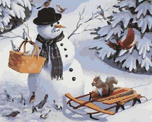 Carica l'immagine nel visualizzatore di Gallery, Dipingere con i numeri - Pupazzo Di Neve E Scoiattolo