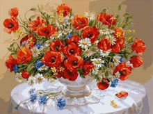 Carica l'immagine nel visualizzatore di Gallery, Dipingere con i numeri - Bouquet Di Fiori Rossi Su Un Tavolo