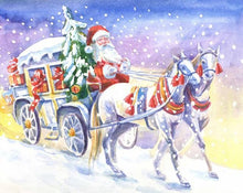 Carica l'immagine nel visualizzatore di Gallery, Dipingere con i numeri - Carrozza Trainata Da Cavalli E Babbo Natale