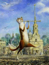 Carica l'immagine nel visualizzatore di Gallery, Dipingere con i numeri - Gatto Che Suona Il Flauto