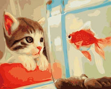 Carica l'immagine nel visualizzatore di Gallery, Dipingere con i numeri - Gatto E Pesce Rosso
