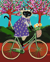 Carica l'immagine nel visualizzatore di Gallery, Dipingere con i numeri - Siamese in bicicletta