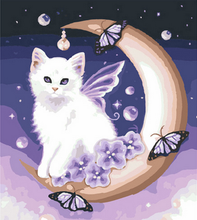 Carica l'immagine nel visualizzatore di Gallery, Dipingere con i numeri - Gatto Bianco E Luna