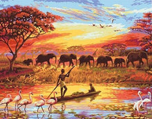 Carica l'immagine nel visualizzatore di Gallery, Dipingere con i numeri - Tramonto Con Gli Elefanti