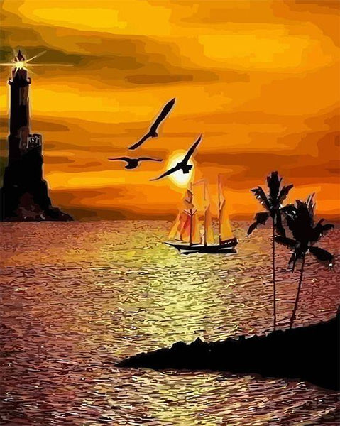 Dipingere con i Numeri spiaggia Kit Pittura Bambini tramonto